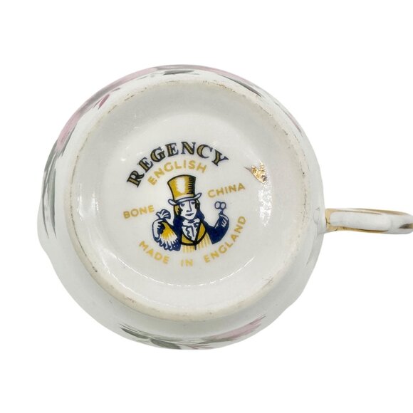 Regency English Bone China Pink Floral Teacup Saucer England Fine Porcelain - Picture 3 of 10